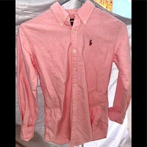 This pink polo long sleeve shirt.